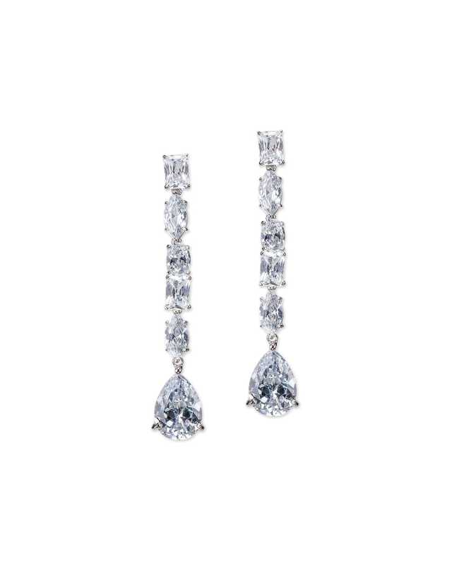 Cubic Zirconia Linear Drop Earrings w/ Pears